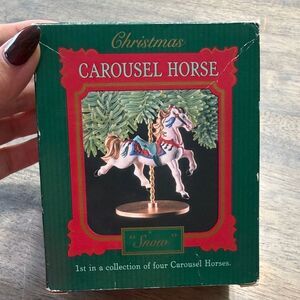 Hallmark Carousel Horse 1989 “Snow” – 1st in Series – Christmas Ornament